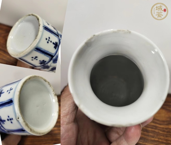 古玩陶瓷晚清·青花纏枝花卉紋雙耳瓶真品鑒賞圖