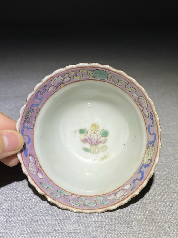 古玩陶瓷晚清民国凤凰牡丹纹粉彩小碗拍卖，当前价格688元