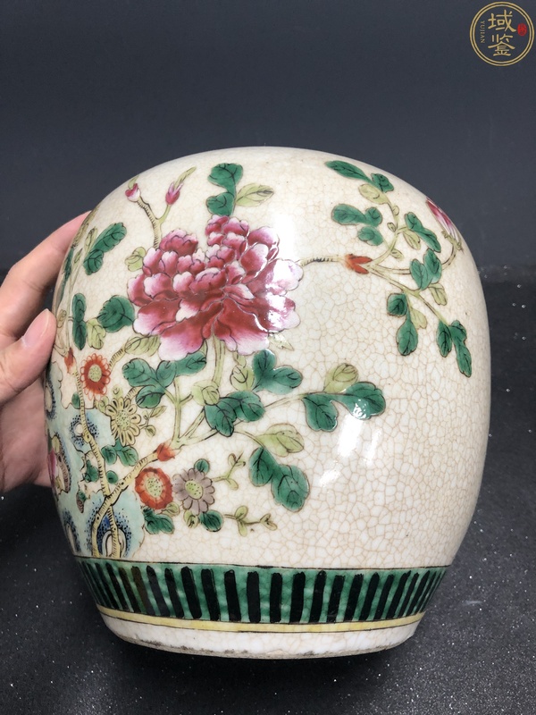 古玩陶瓷精品粉彩牡丹錦雞蓋罐拍賣,當前價格6000元