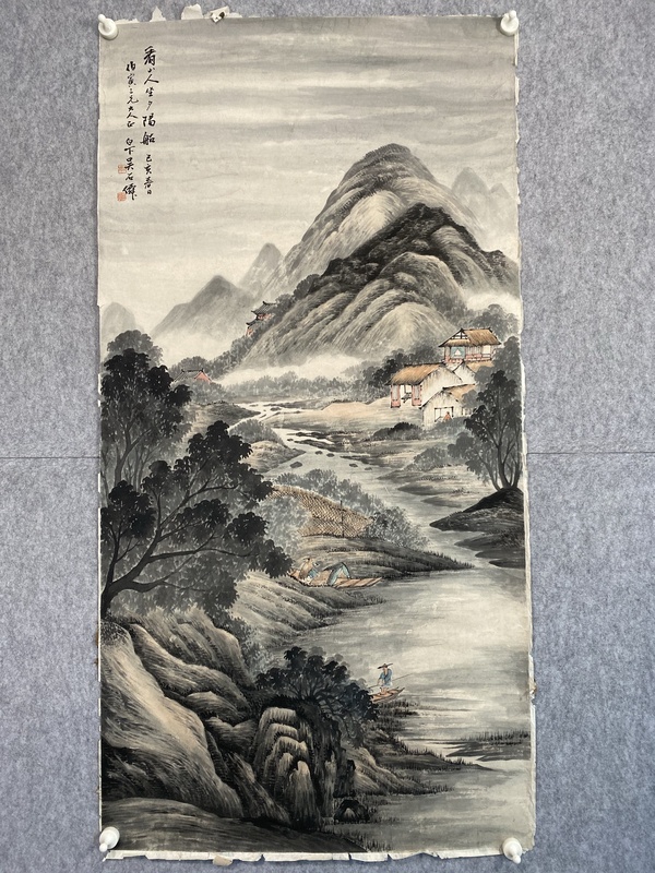 古玩字畫吳石仙山水拍賣，當前價格12000元