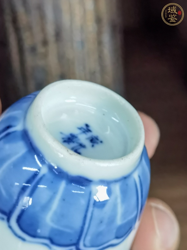 古玩陶瓷青花仰蓮紋撇口杯，注意品相真品鑒賞圖