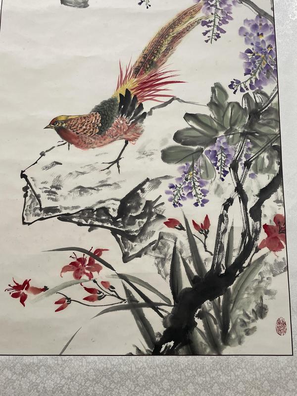 古玩字畫書軍款寫意花鳥拍賣,當前價格1000元