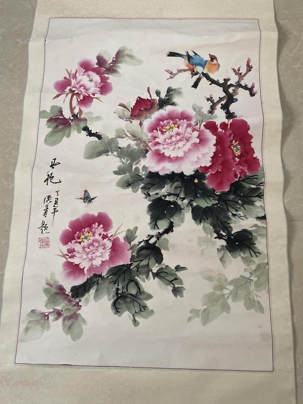 古玩字畫漢青款寫意牡丹拍賣,當前價格6000元