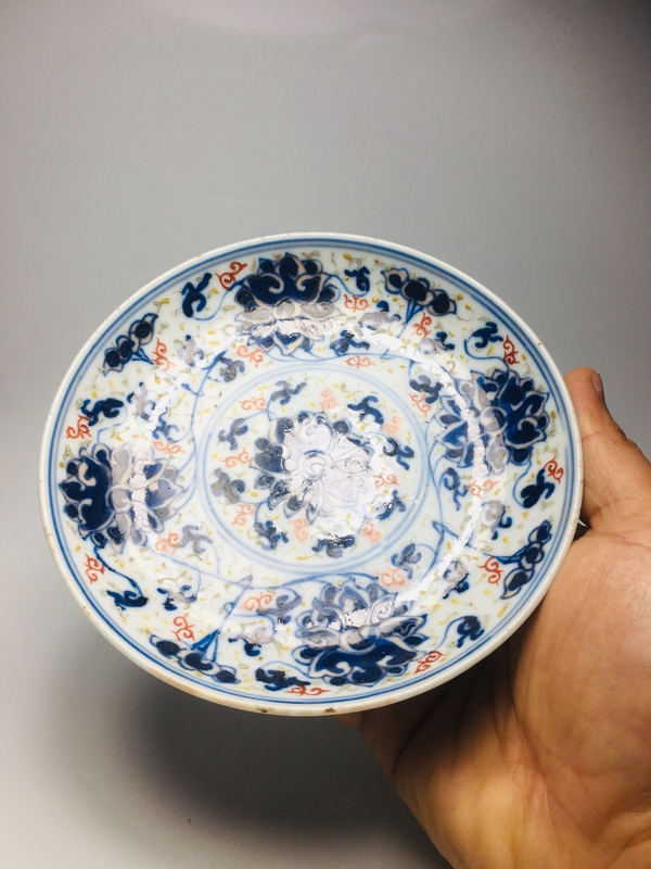 古玩陶瓷(精品官窯制式)青花加彩纏枝蓮花卉紋盤拍賣,當前價格6888元
