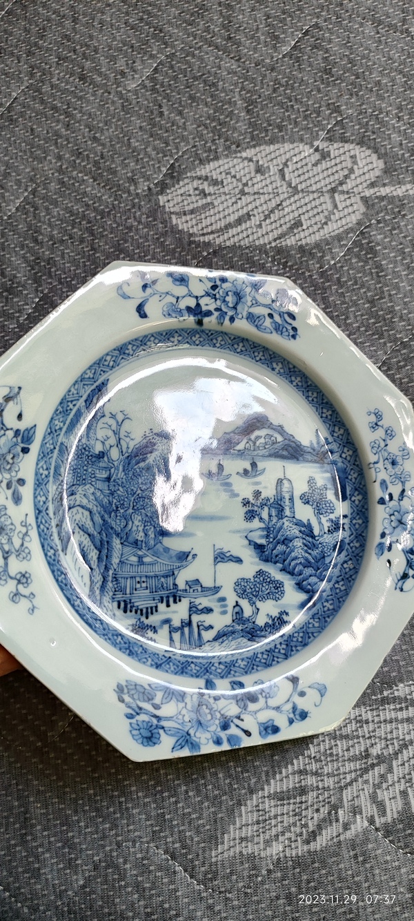 古玩陶瓷清乾隆青花八角盤拍賣,當前價格4800元