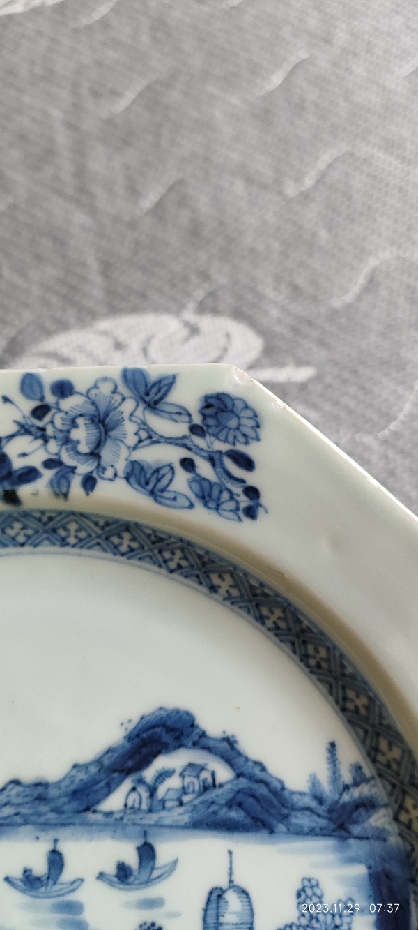 古玩陶瓷清乾隆青花八角盤拍賣,當前價格4800元