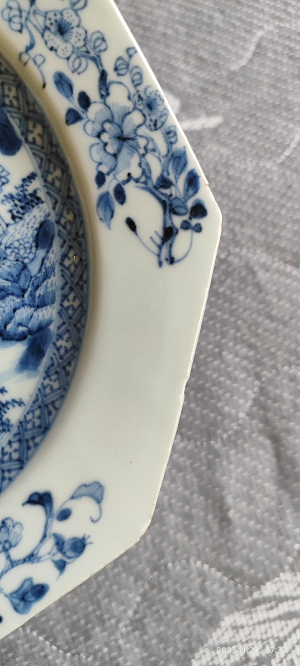 古玩陶瓷清乾隆青花八角盤拍賣,當前價格4800元