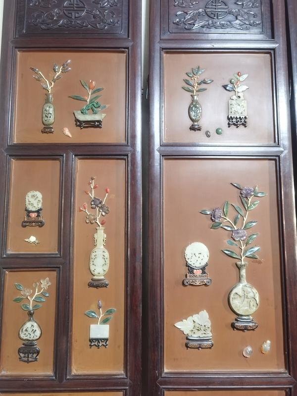 古玩玉器紅木鑲玉六扇屏風拍賣,當前價格999999元