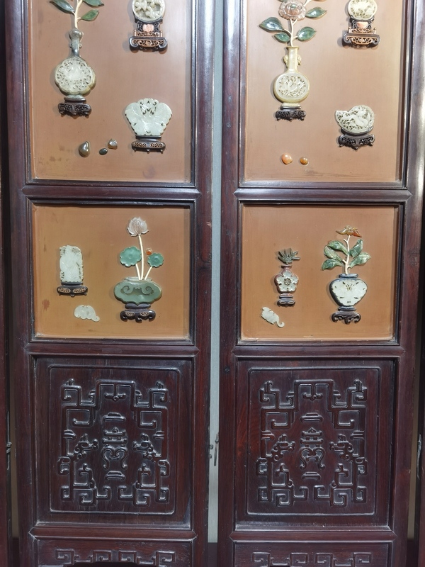 古玩玉器紅木鑲玉六扇屏風拍賣,當前價格999999元