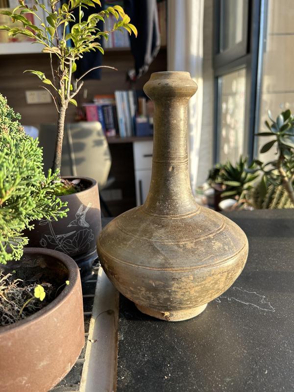 古玩陶瓷青釉弦紋蒜頭瓶拍賣,當前價格2680元