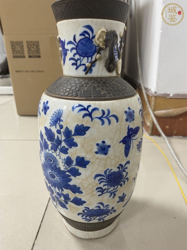 古玩陶瓷哥釉青花花鳥紋梅耳瓶，模糊偏老真品鑒賞圖