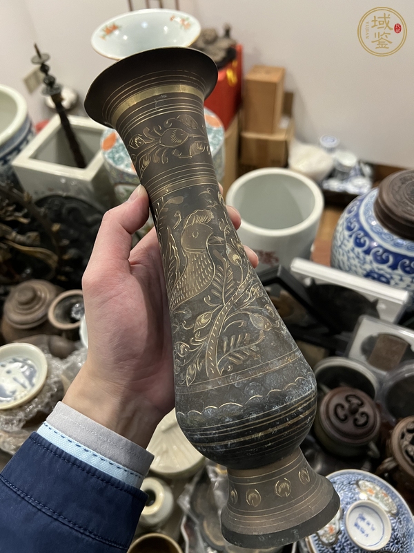 古玩雜項(xiàng)刻畫銅瓶真品鑒賞圖