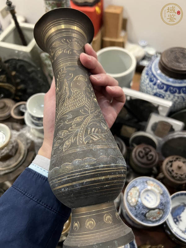 古玩雜項(xiàng)刻畫銅瓶真品鑒賞圖