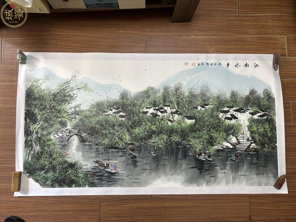 古玩字畫林軍老師精品作品《江南水鄉(xiāng)》拍賣，當(dāng)前價格1888元