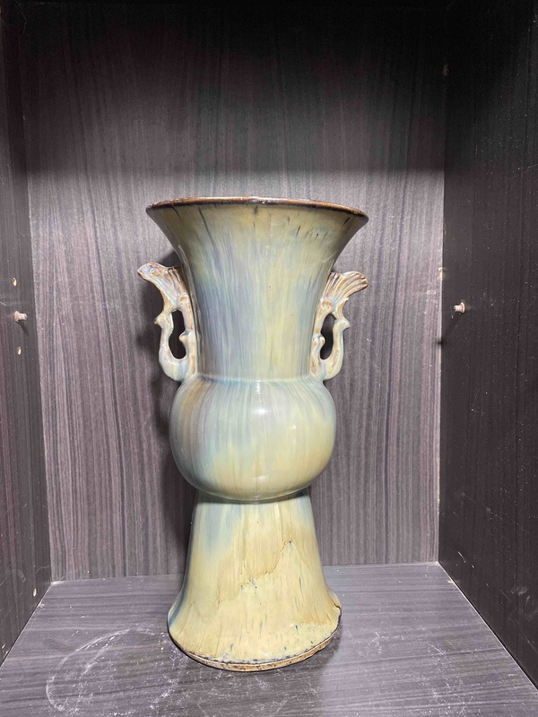 古玩陶瓷鈞釉鳳耳花觚拍賣,當前價格9988元