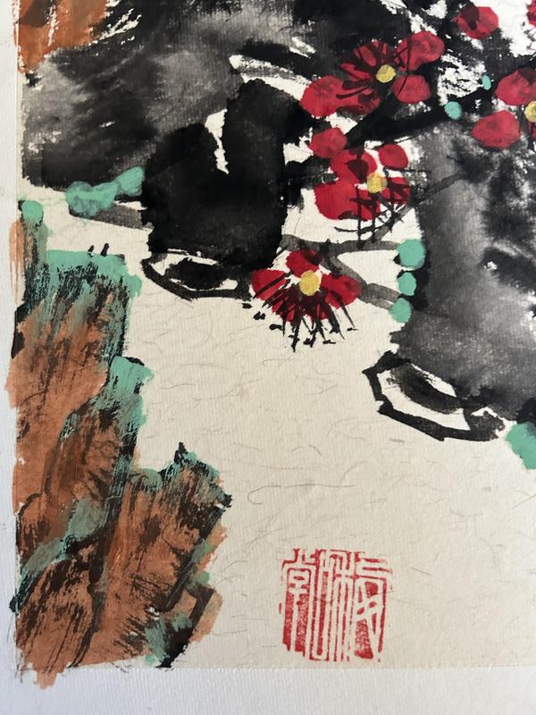 古玩字畫鄭丕柱老師精品花鳥斗方拍賣,當前價格455元