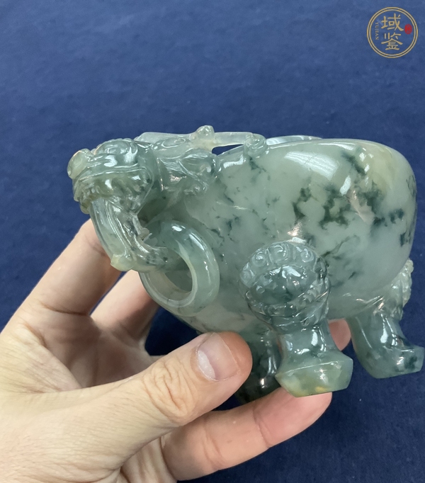 古玩玉器天然翡翠“獸鈕香爐”真品鑒賞圖