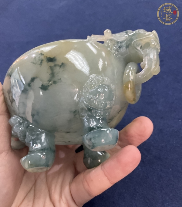 古玩玉器天然翡翠“獸鈕香爐”真品鑒賞圖