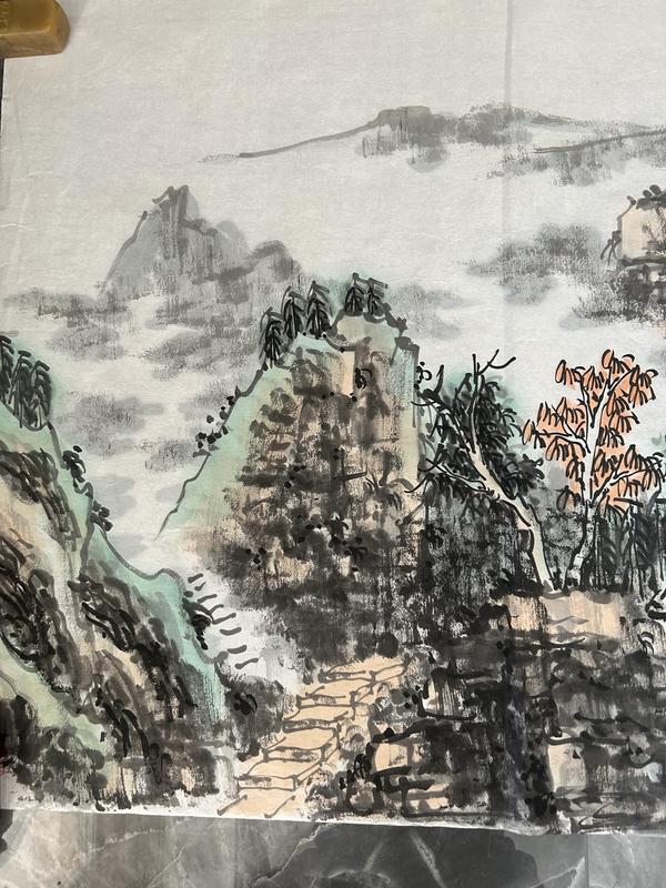 古玩字畫楊志剛老師精品《山水》拍賣,當前價格750元
