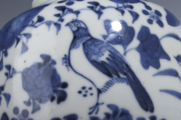 古玩陶瓷晚清·青花花鳥紋蓋罐一對拍賣，當前價格5500元