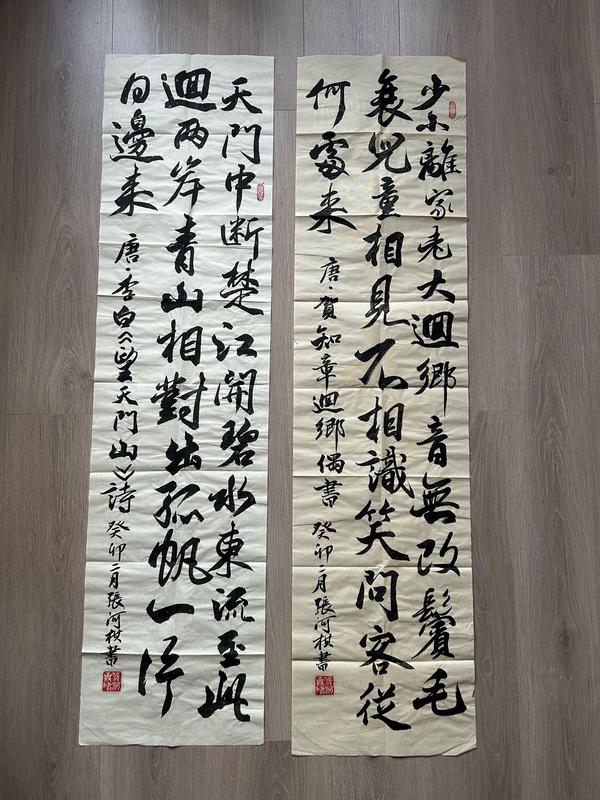 古玩轉(zhuǎn)賣張河棋.行書《書法》對(duì)聯(lián)拍賣，當(dāng)前價(jià)格180元