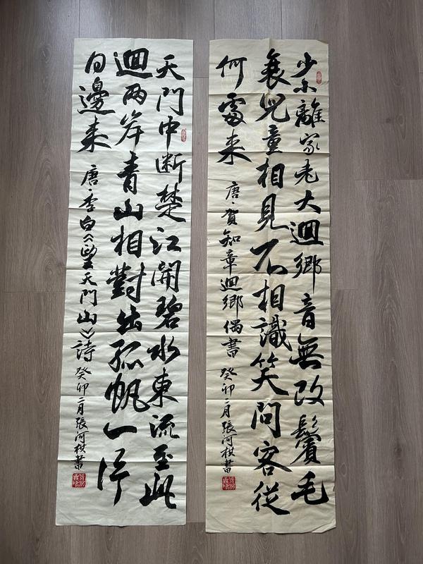 古玩字畫張河棋.行書《書法》對聯拍賣,當前價格378元