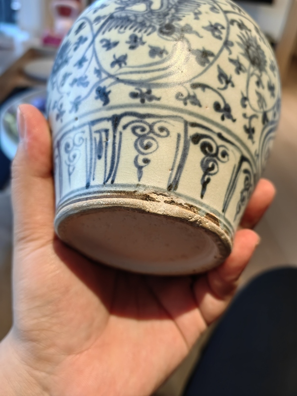 古玩轉賣明代空白期到頭鳳穿花青花罐拍賣，當前價格580元