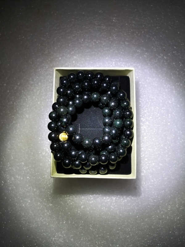 古玩玉器天然翡翠(墨翠)珠鏈拍賣,當前價格580元