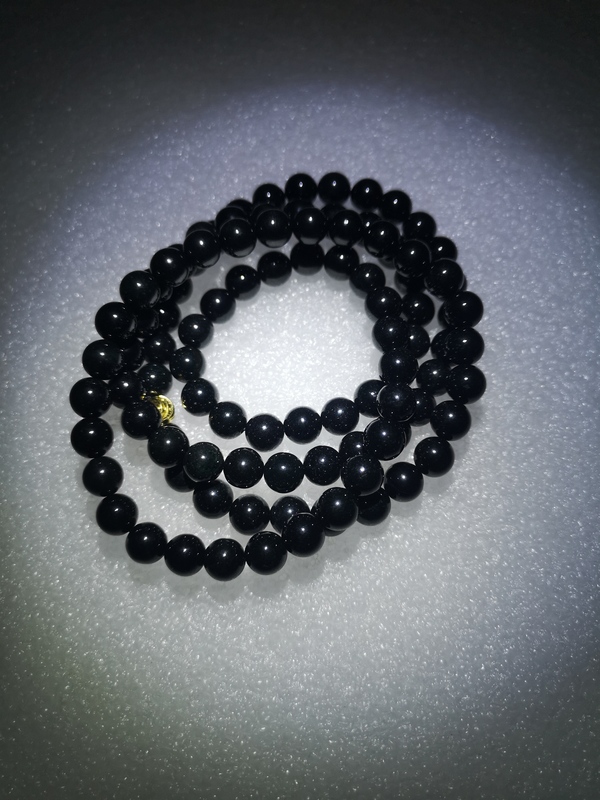 古玩玉器天然翡翠(墨翠)珠鏈拍賣,當前價格580元
