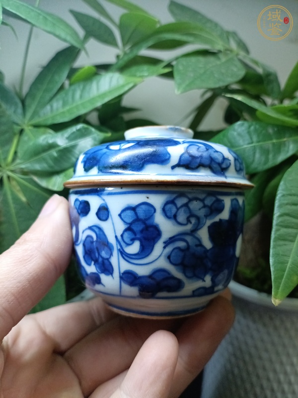 古玩陶瓷青花纏枝花卉紋蓋缸真品鑒賞圖