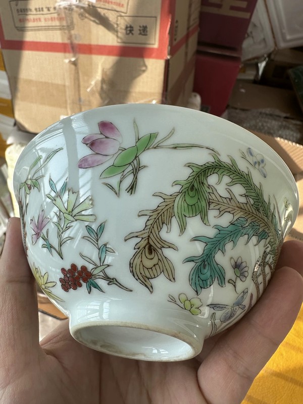 古玩陶瓷民國粉彩龍鳳紋喜字茶碗拍賣,當前價格800元