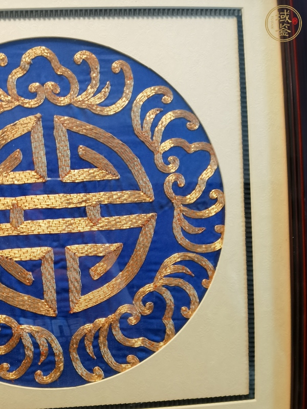 古玩雜項(xiàng)民國(guó)·盤(pán)金繡五福捧壽紋掛屏真品鑒賞圖