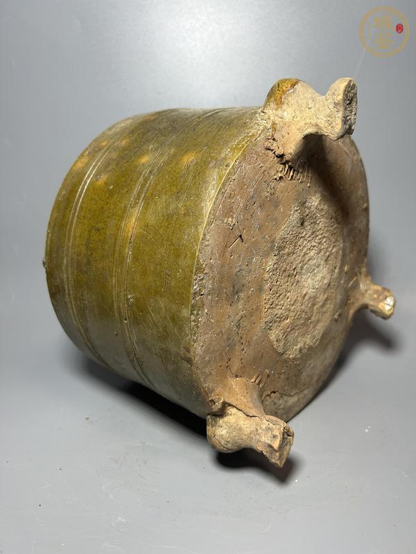 古玩陶瓷漢代·青釉弦紋三足奩真品鑒賞圖