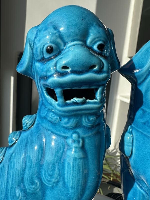 古玩陶瓷孔雀藍釉獅子塑像拍賣,當前價格880元