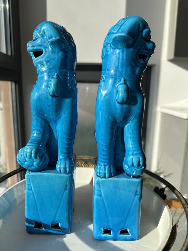 古玩陶瓷孔雀藍釉獅子塑像拍賣,當前價格880元