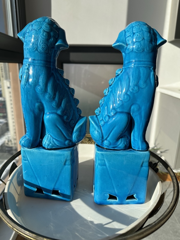 古玩陶瓷孔雀藍釉獅子塑像拍賣,當前價格880元