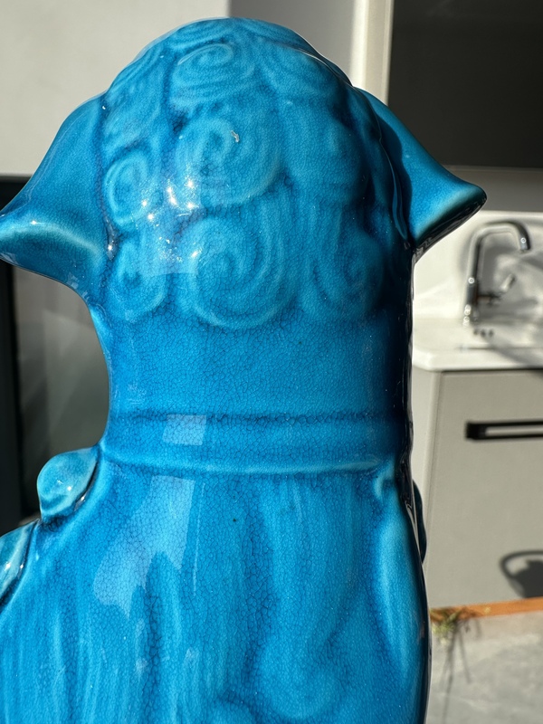 古玩陶瓷孔雀藍釉獅子塑像拍賣,當前價格880元