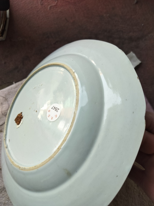 古玩陶瓷清中期青花山水樓閣紋八方盤拍賣,當前價格1680元