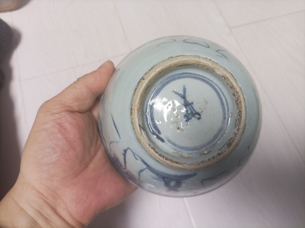 古玩陶瓷明代崇禎青花多子多福圖茶碗拍賣,當前價格1200元