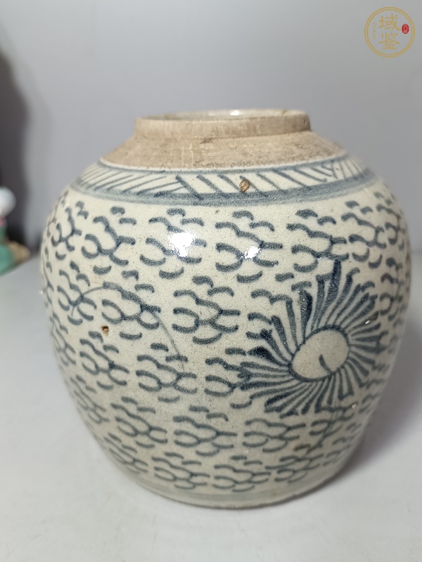 古玩陶瓷青花鳳眼青花罐真品鑒賞圖