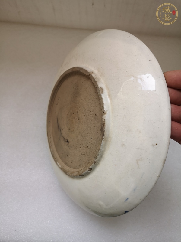 古玩陶瓷清末民初·青花荷花紋盤真品鑒賞圖