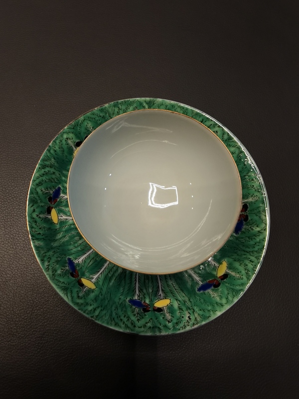 古玩陶瓷百財蝴蝶紋杯碟拍賣,當前價格398元