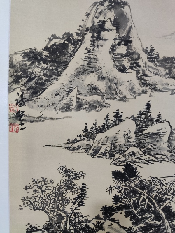 古玩字畫精工裝裱河南名家李逸野山水斗方拍賣，當(dāng)前價格1288元