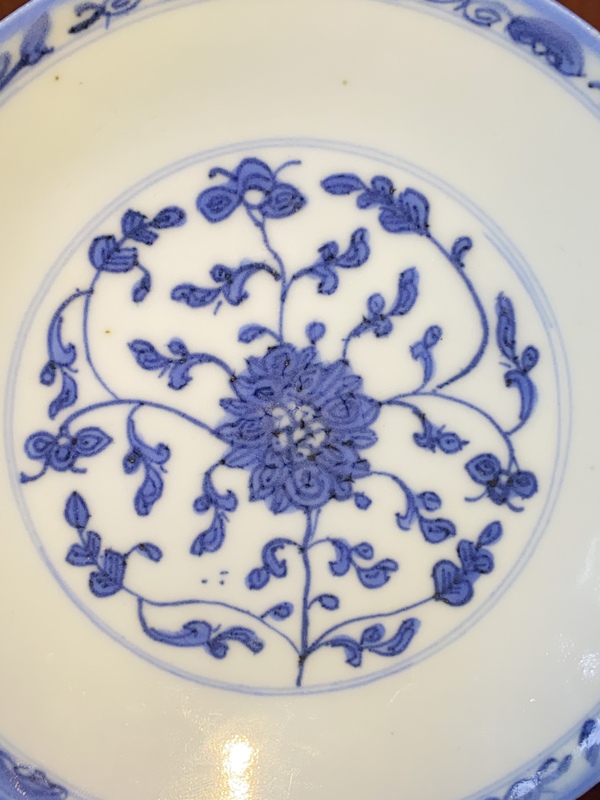 古玩陶瓷青花寶相蓮紋盤拍賣,當前價格1300元