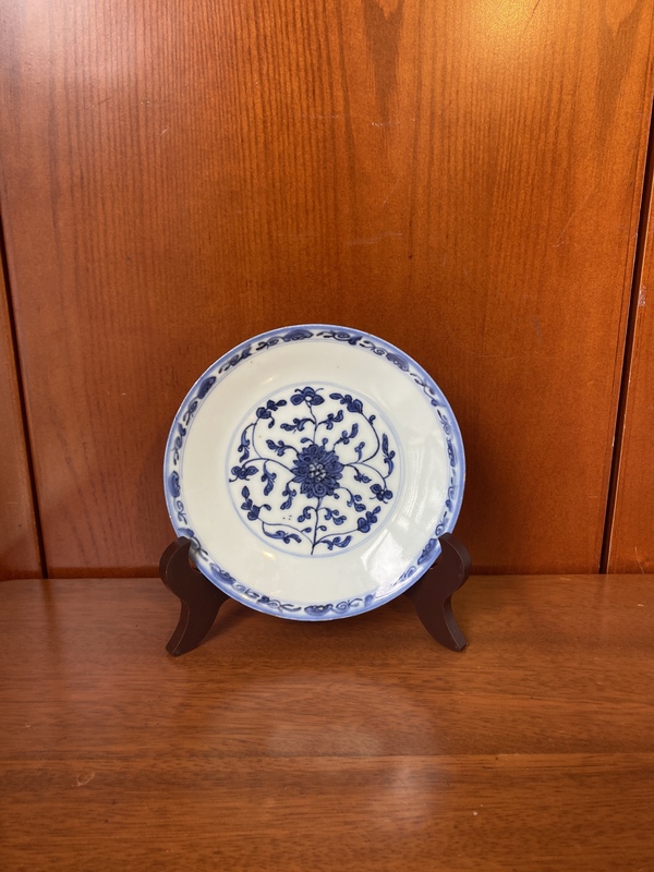 古玩陶瓷青花寶相蓮紋盤拍賣,當前價格1300元