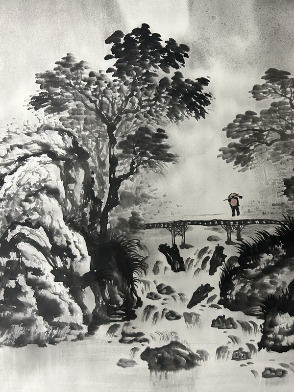 古玩字畫陸桂明老師《山水》拍賣,當前價格850元
