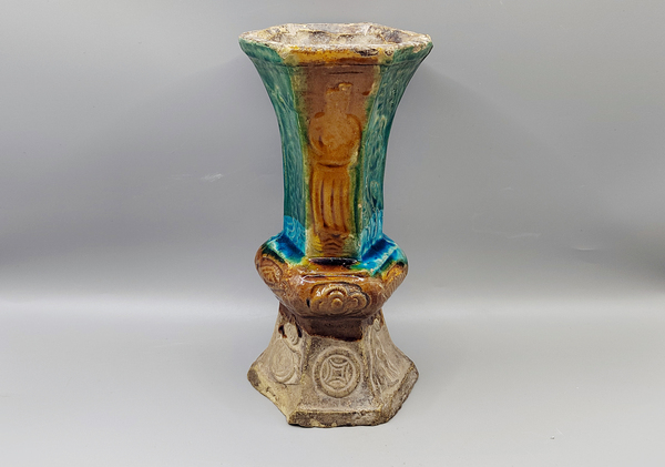 古玩陶瓷明末清初?琺華彩六角香筒拍賣,當前價格3300元