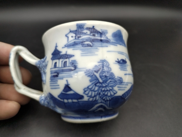 古玩陶瓷青花山水人物紋馬克杯拍賣,當前價格800元