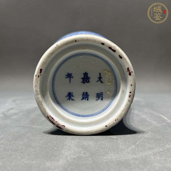 古玩陶瓷藍(lán)上藍(lán)夔鳳紋撇口瓶真品鑒賞圖