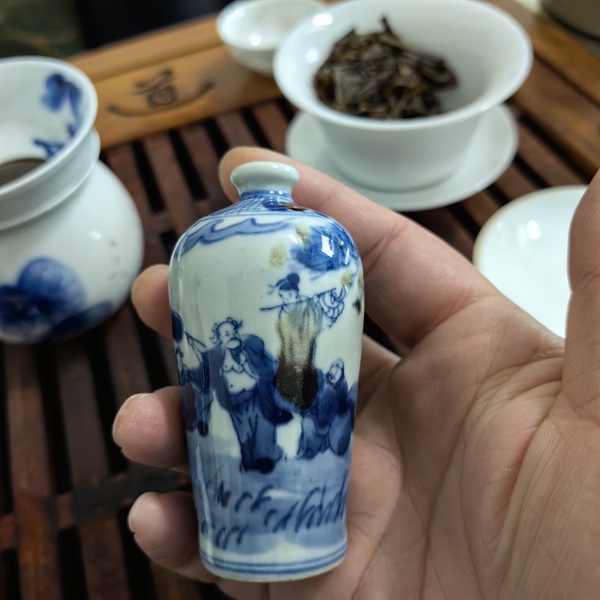 古玩陶瓷青花釉里紅八仙人物故事鼻煙壺拍賣,當前價格8500元